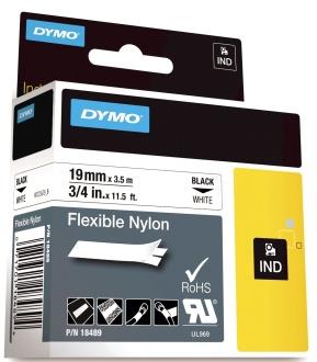 131993 Dymo 18489 Tape DYMO Rhino nylon sort/hvit 19mm 